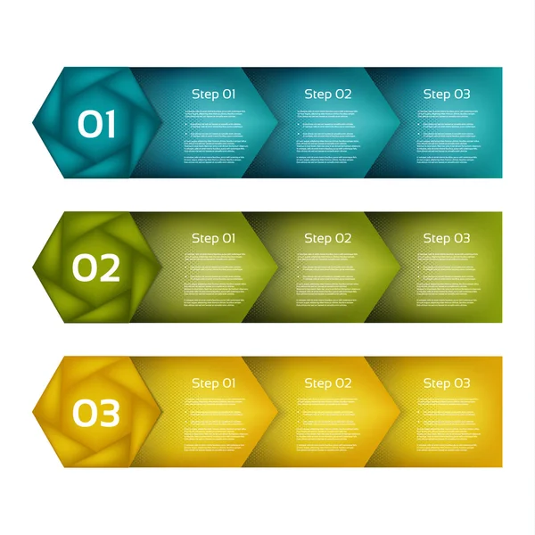 Vektorpfeile Linien Infografiken gesetzt. Vorlage für Wachstumsdiagramm, Grafik, Präsentation, Diagramm. Geschäftliches erfolgreiches Gründungskonzept mit 3 Optionen, Teilen, Schritten, Prozessen. Datentreppe. — Stockvektor