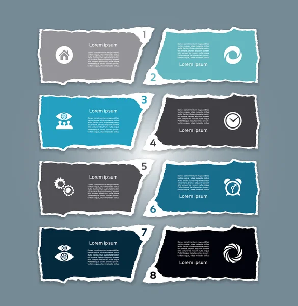 Modèle d'infographie pour les entreprises. Bannières modernes en papier déchiré. Illustration vectorielle . — Image vectorielle