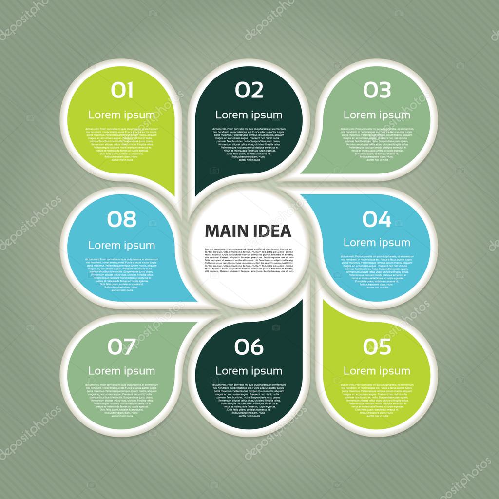Vector circle infographic. Template for cycle diagram, graph, presentation and round chart. Business concept with 8 options, parts, steps or processes. Abstract background.