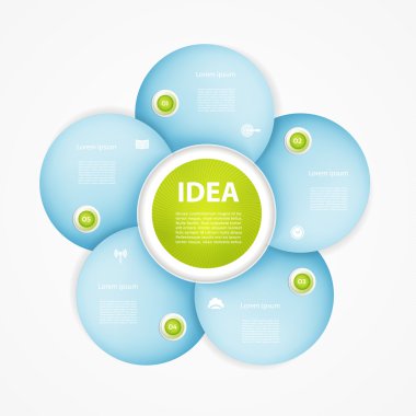 Vektör daire infografik. Diyagram, grafik, sunu ve grafik için şablon. 5 döngüsel seçenekleri, parçaları, adımları veya süreçleri ile Iş kavramı. Soyut arka plan.