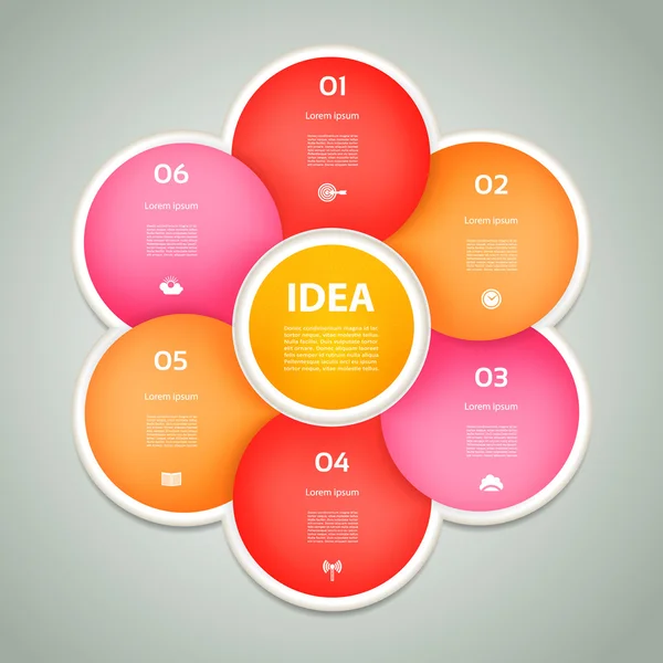 Infográfico do círculo vetorial. Modelo para diagrama, gráfico, apresentação e gráfico. Conceito de negócio com 6 opções, peças, passos ou processos cíclicos. Contexto abstrato . — Vetor de Stock