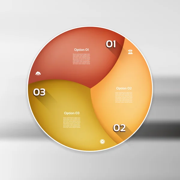 Φορέα infographic κύκλο. Πρότυπο για το γράφημα, ποδηλασία διάγραμμα, γύρο γράφημα, ροή εργασίας διάταξη, αριθμός επιλογές, κατασκευή ιστοσελίδων. 3 βήματα, μέρη, επιλογές, στάδια επιχειρηματική ιδέα — Διανυσματικό Αρχείο