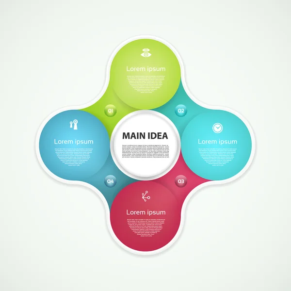 Plantilla Infográfica para Negocios. Cuatro pasos diagramas de ciclismo. Ilustración vectorial . — Vector de stock