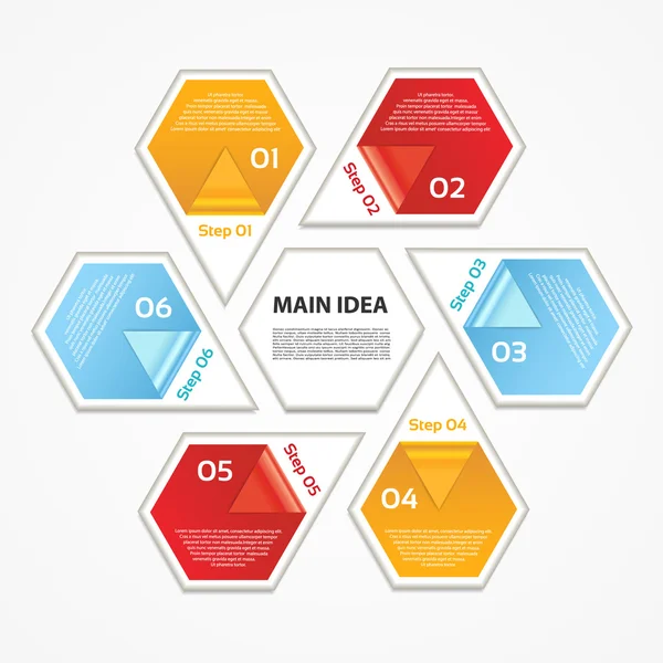 Modelo Infográfico para Negócios. Diagrama de ciclismo de 6 passos. Diagrama de processo. Diagrama de progresso. Diagrama vetorial infográfico.Vector . —  Vetores de Stock