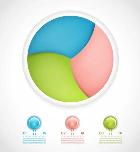 Modelo de design infográfico vetorial. Conceito de negócio com 3 opções, peças, passos ou processos. Pode ser usado para layout de fluxo de trabalho, diagrama, opções de número, web design. Visualização dos dados . —  Vetores de Stock