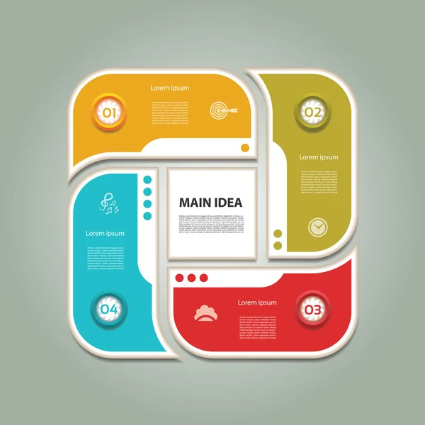 Diagrama cíclico con cuatro pasos e iconos. Fondo vectorial infográfico. eps 10 . — Archivo Imágenes Vectoriales