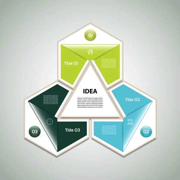 Diagrama cíclico con tres pasos e iconos. eps 10 — Archivo Imágenes Vectoriales