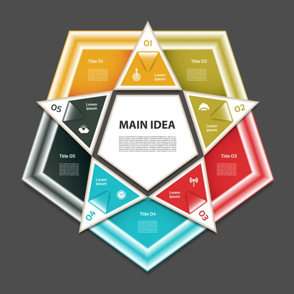 Diagrama cíclico com cinco passos e ícones. Fundo vetorial infográfico. eps 10 — Vetor de Stock