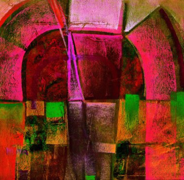 Orijinal resim kağıt üzerinde. Medya mix. Arka plan