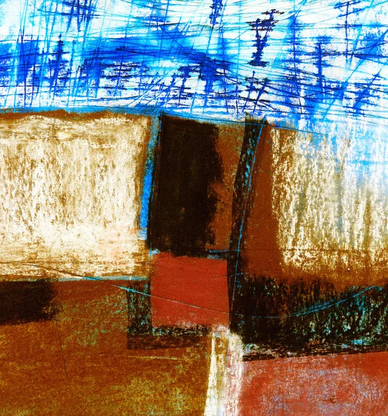 " Vierkant "origineel schilderij op papier. Mixed media. Abstracte achtergrond. — Stockfoto