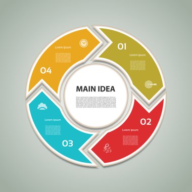 Döngüsel diyagramı dört adımlar ve simgeler. EPS 10