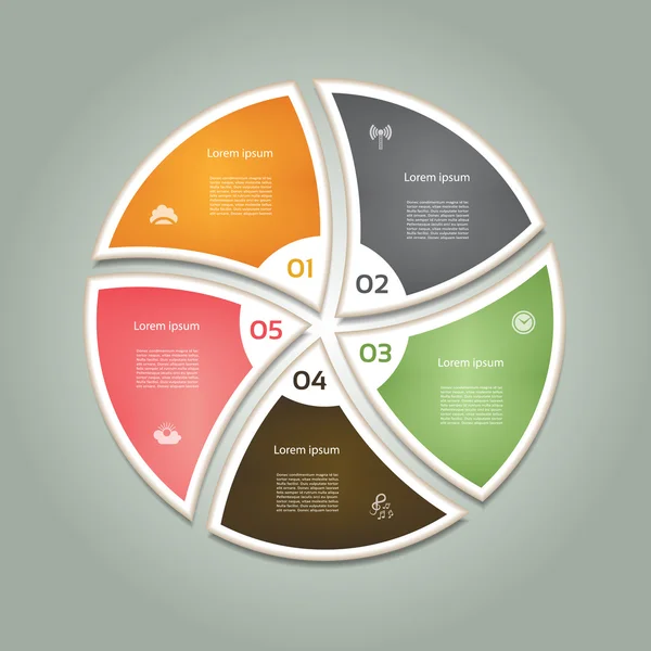 Diagramme cyclique avec cinq étapes et icônes. eps 10 — Image vectorielle