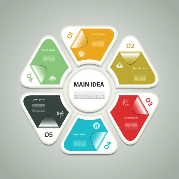 Diagramme cyclique avec six étapes et icônes. eps 10 — Image vectorielle