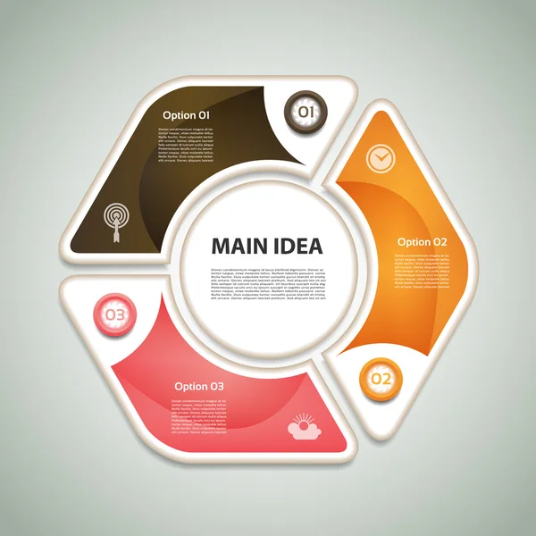 Diagrama cíclico con tres pasos e iconos. eps 10 — Archivo Imágenes Vectoriales