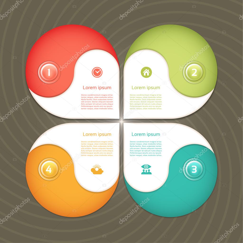 Cyclic diagram with four steps and icons. eps 10