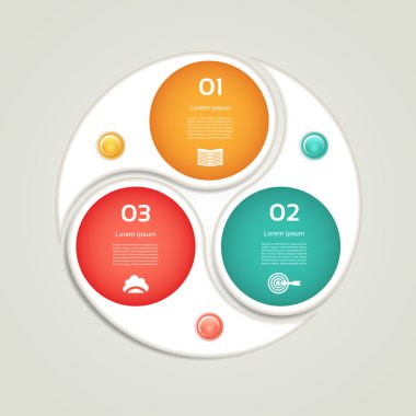 Döngüsel diyagramı üç adımlar ve simgeler. EPS 10