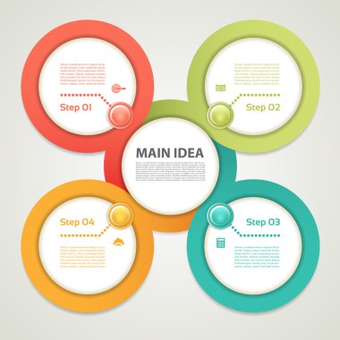 Döngüsel diyagramı dört adımlar ve simgeler. EPS 10