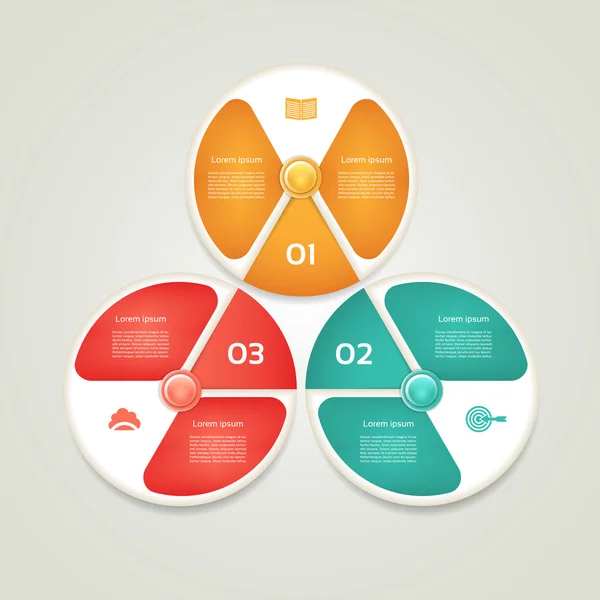 Diagrama cíclico con tres pasos e iconos. eps 10 — Archivo Imágenes Vectoriales