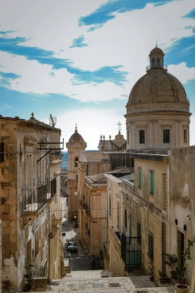 Sicília Itália, vista da cidade velha de Noto e da Catedral de Noto, Sicília, Itália. — Fotografia de Stock