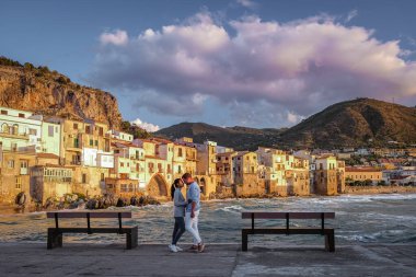 Cefalu, Sicilya adasının ortaçağ köyü, Palermo ili, İtalya