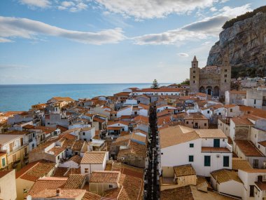 Cefalu, Sicilya adasının ortaçağ köyü, Palermo ili, İtalya
