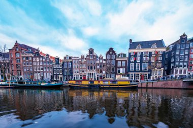 Amsterdam Hollanda, Amsterdam Hollanda kanalları Kış akşamları Hollanda 'da