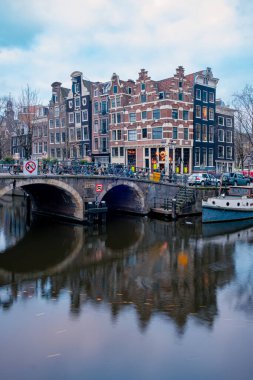 Amsterdam Hollanda, Amsterdam Hollanda kanalları Kış akşamları Hollanda 'da