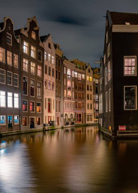 Amsterdam akşam ışığında kanallar, Hollanda 'da Hollanda' da Hollanda kanalları Hollanda 'da kışın Hollanda' da