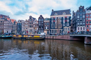 Amsterdam Hollanda, Amsterdam Hollanda kanalları Kış akşamları Hollanda 'da