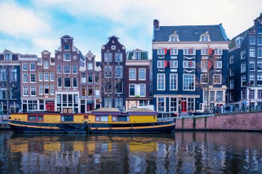 Amsterdam Hollanda, Amsterdam Hollanda kanalları Kış akşamları Hollanda 'da