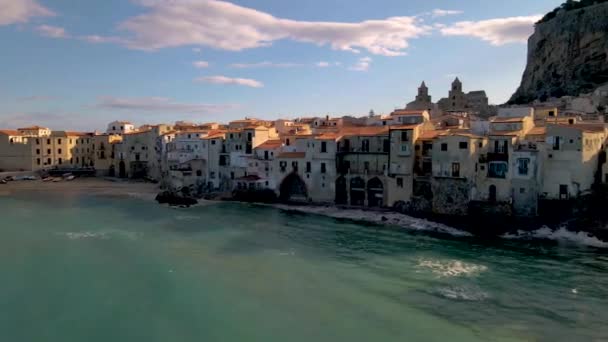 Cefalu Sicily Italy, cozy colorful village near Palermo Sicily Italy from the coast — Stock Video