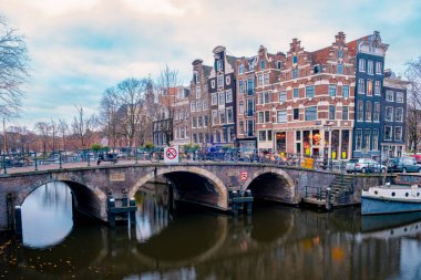 Amsterdam Hollanda, Amsterdam Hollanda kanalları Kış akşamları Hollanda 'da