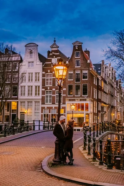 Amsterdam Netherlands during sunset, historical canals during sunset hours — Stock Photo, Image
