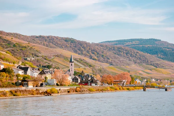 Путешествие по Германии - речные круизы по реке Рейн, красивый средневековый город и виноградные поля — стоковое фото