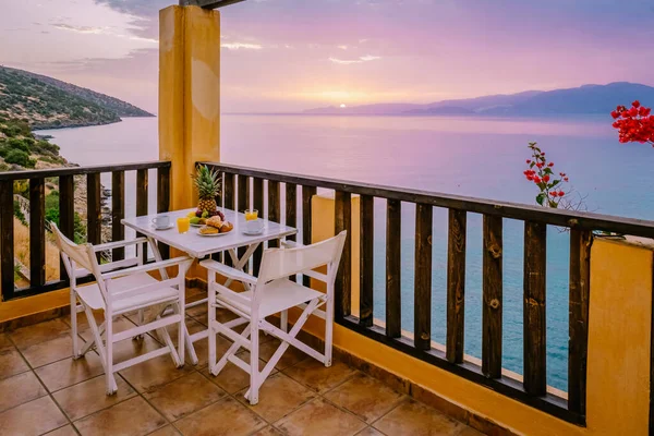 Sunset Balkon Daireleri Balkon Yunan apartmanı — Stok fotoğraf