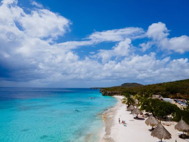  Karayip adası Curacao 'daki Cas Abou Plajı, Curacao Karayipleri' ndeki Playa Cas Abou