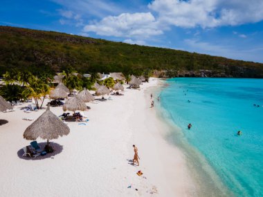  Karayip adası Curacao 'daki Cas Abou Plajı, Curacao Karayipleri' ndeki Playa Cas Abou