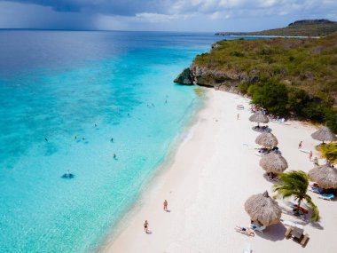  Karayip adası Curacao 'daki Cas Abou Plajı, Curacao Karayipleri' ndeki Playa Cas Abou