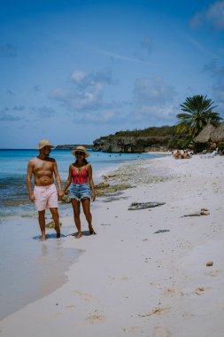  Karayip adası Curacao 'daki Cas Abou Plajı, Curacao Karayipleri' ndeki Playa Cas Abou