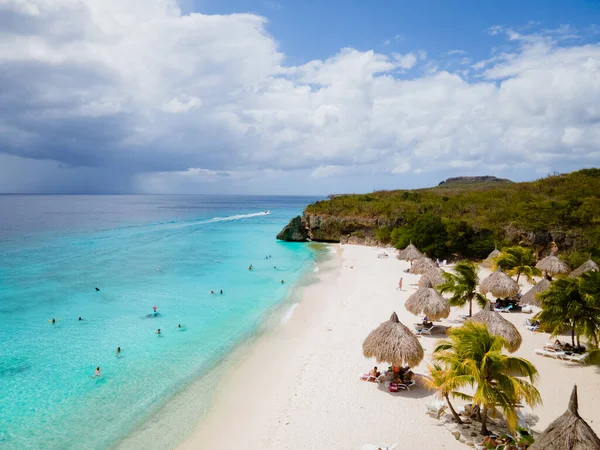 Plaża Cas Abou na karaibskiej wyspie Curacao, Playa Cas Abou na Karaibach — Zdjęcie stockowe