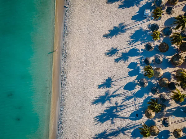 Palm Beach Aruba Karayipleri, Aruba 'da palmiye ağaçları olan beyaz kumlu plaj — Stok fotoğraf