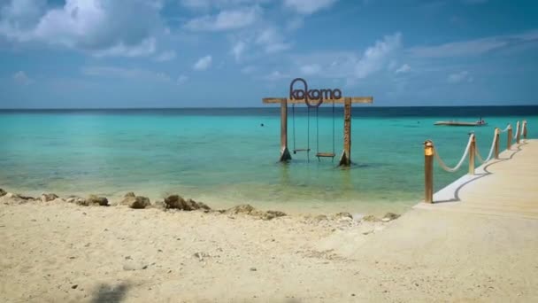 库拉索岛，加勒比海库拉索岛周围的科科莫海滩景观 — 图库视频影像
