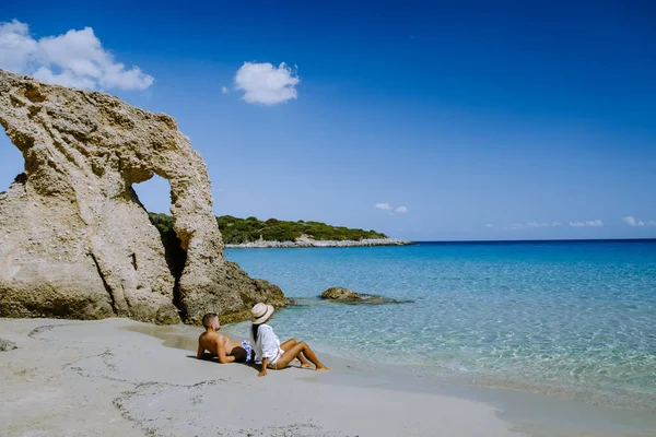 Tropisch strand van Voulisma strand, Istron, Kreta, Griekenland — Stockfoto