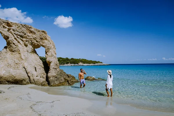 Tropisch strand van Voulisma strand, Istron, Kreta, Griekenland — Stockfoto