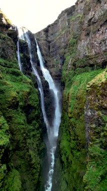 İzlanda 'nın en uzun ve en çarpıcı şelalelerinden biri olan Glymur Şelalesi, çarpıcı bir şekilde yemyeşil bir kanyona daldı. Doğa aşıkları ve fotoğrafçılar için büyüleyici bir mücevher..