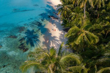 Bir çift Koh Kood, Tayland 'daki Takhian Sahili' nin huzurlu cennetini keşfeder. Burada, yumuşak kumlar turkuaz sularla buluşur, rahatlama ve keşif için mükemmel bir zemin oluşturur..