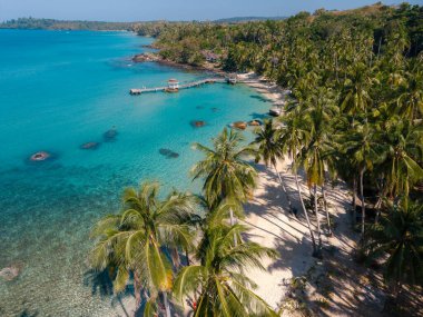 Koh Kood 'daki Ao Noi Plajı' nda, yumuşak dalgaların kıyıya vurduğu sakin atmosferi hissedin. Bu nefes kesici tropikal kaçışta yemyeşil palmiye ağaçları gölge sağlar ve rahatlatıcı bir rahatlama sağlar..