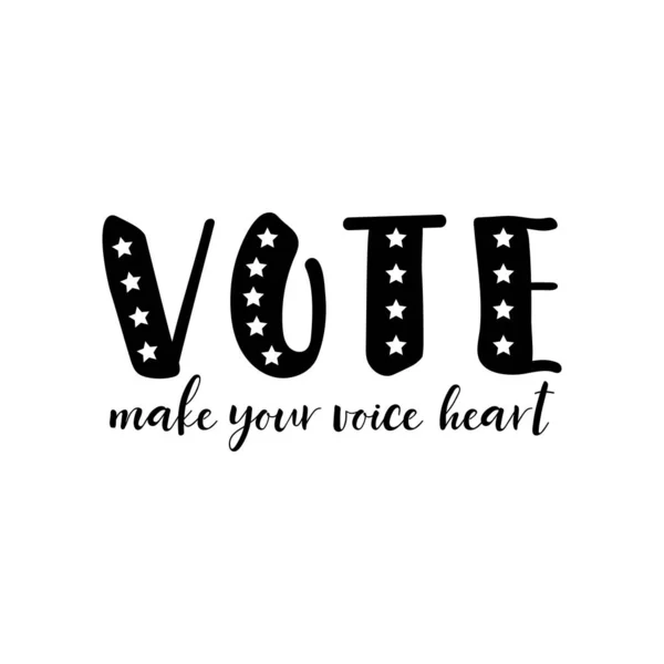 投票はあなたの声の中心を作る 手紙だ インクイラスト 現代の筆書白を基調とした孤立 — ストックベクタ
