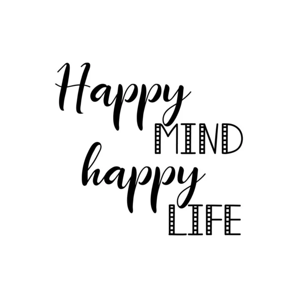 Happy Mind Happy Life Lettering Ink Illustration Modern Brush Calligraphy — Stock Vector