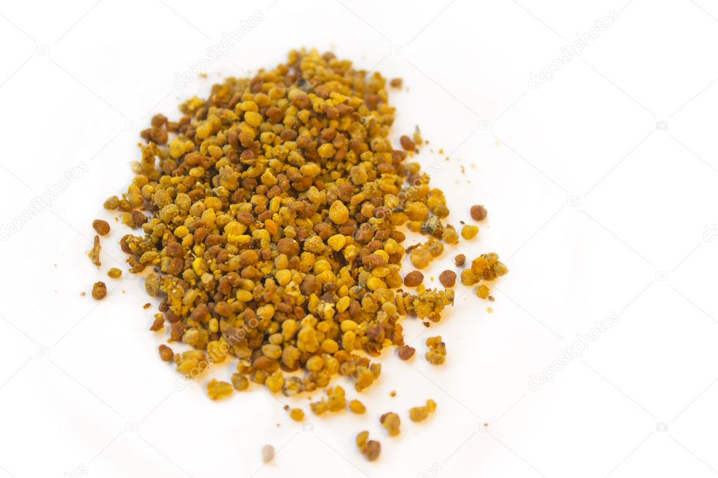 Isolated bee pollen on white background